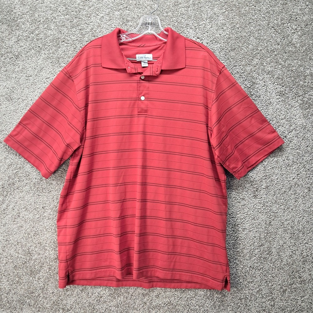 Walter Hagen Mens‎ XL Red Striped Performance Golf Polo Shirt Short Sleeve